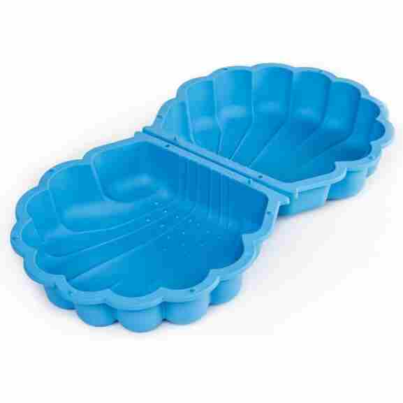 Paradiso Toys zandbak in de vorm van een blauwe schelp, ideaal voor zandkastelen en cupcakes
