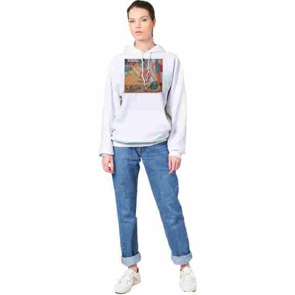 Witte Klassieke Hoodie met Rib met Spandex Witte klassieke hoodie met 1x1 cm rib met spandex