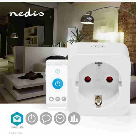 Nedis witte slimme stekker met Wi-Fi voor slimme controle