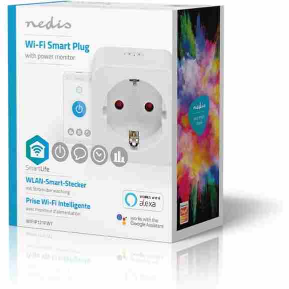 Nedis witte slimme stekker met Wi-Fi voor eenvoudige installatie