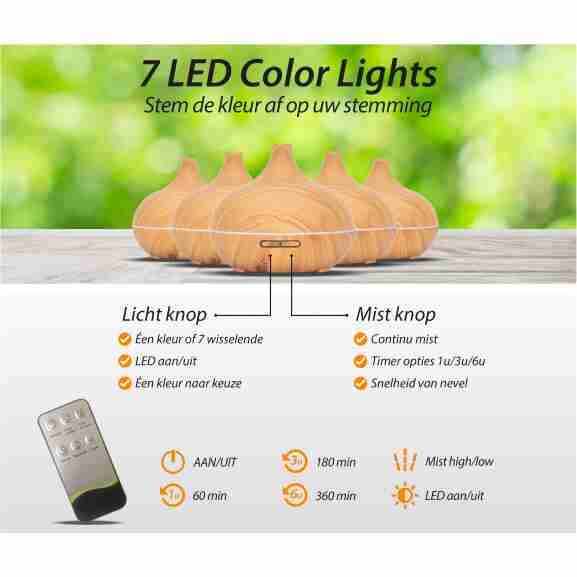 Essential Pro Aroma Diffuser voor insectenwerendheid in licht hout