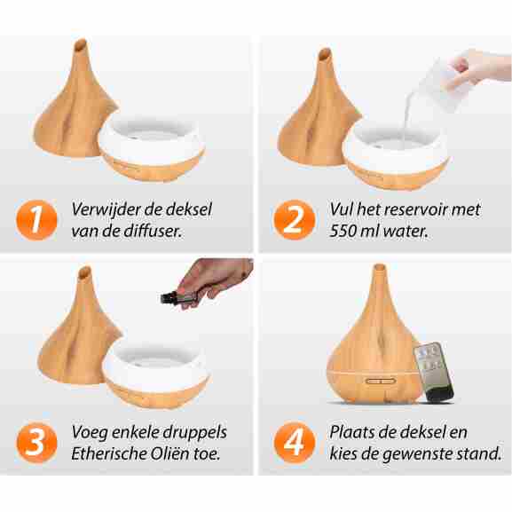 Lotus Pro Light Wood diffuser met automatische uitschakeling