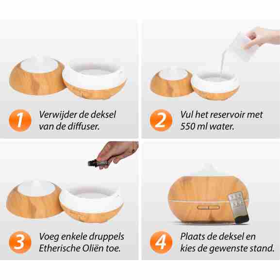 Sun Shine Pro Aroma Diffuser met afstandsbediening in Licht Wood
