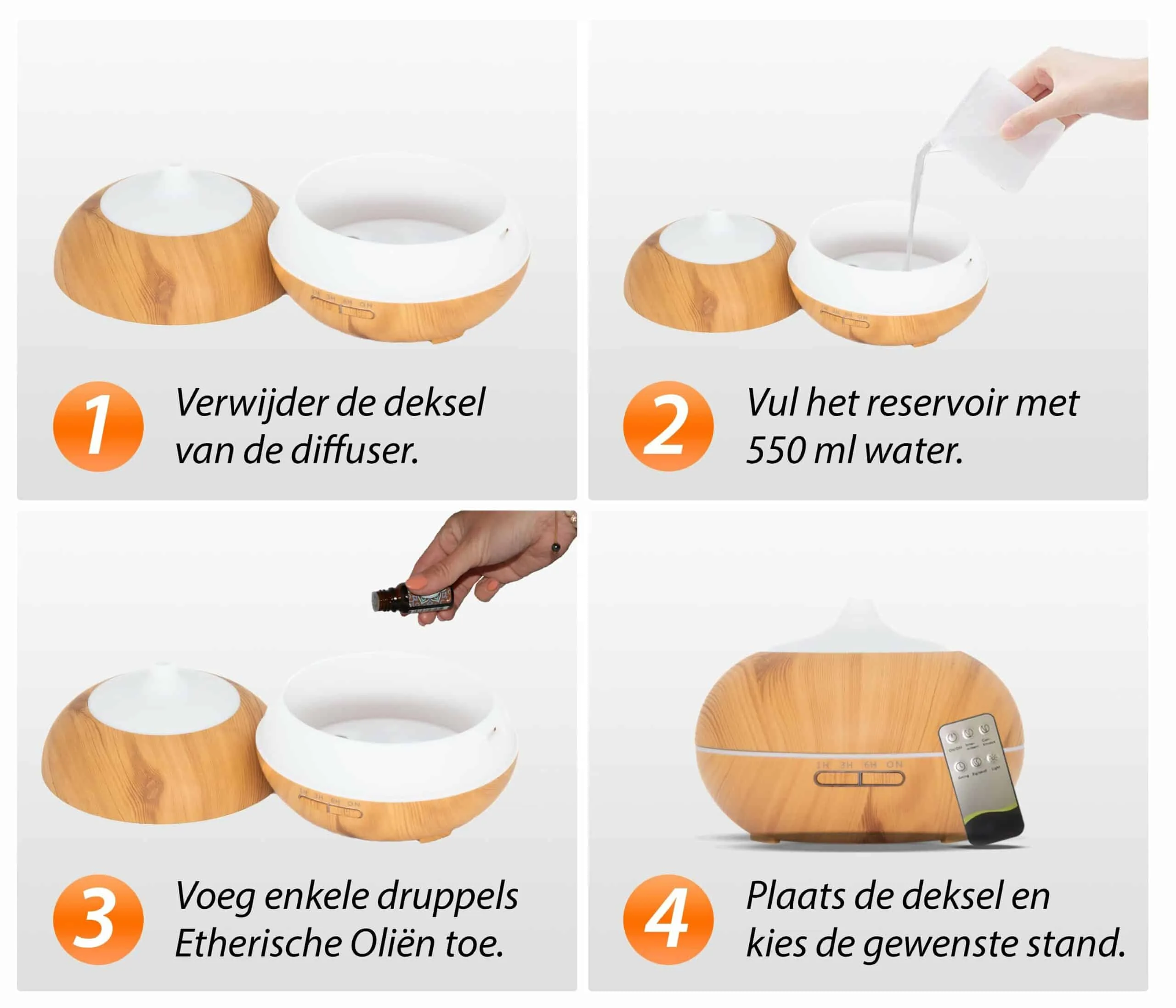 Sun Shine Pro Aroma Diffuser met afstandsbediening in Licht Wood