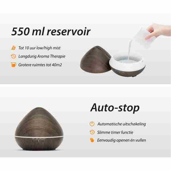 Zen Pro Aroma Diffuser met timer functie in donker hout