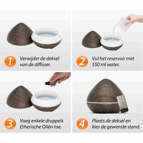 Zen Pro Aroma Diffuser met afstandsbediening in donker hout