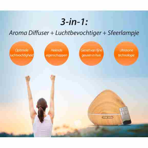 Zen Pro Licht Hout LED Zen Pro aroma diffuser licht hout met LED