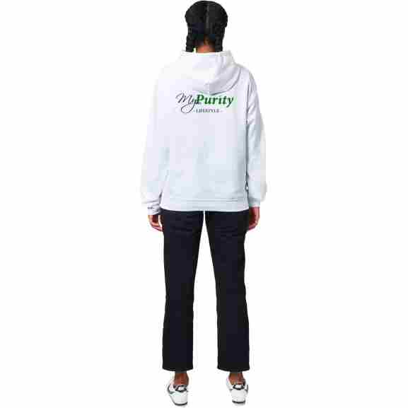 MyPurity Hoodie met Kwartslag Gedraaid MyPurity witte klassieke hoodie met een kwartslag gedraaid