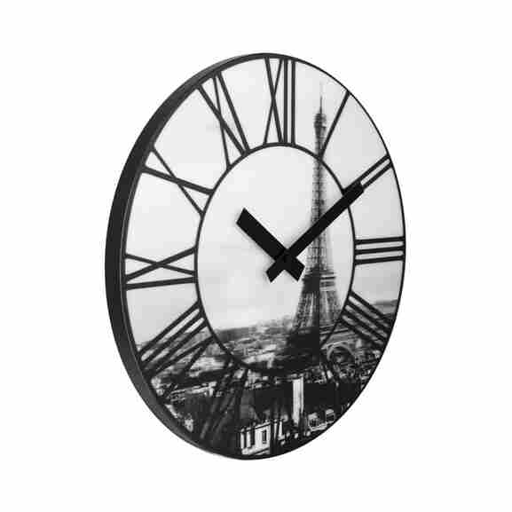 NeXtime La Ville wandklok met sfeervol 3D Eiffeltoren motief in grijs