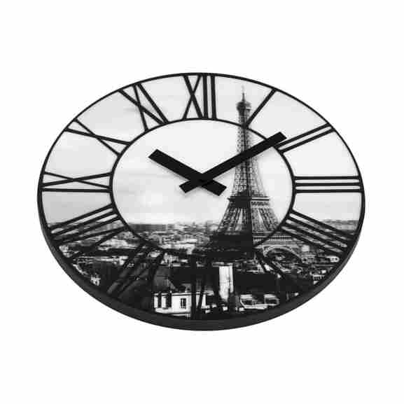 NeXtime La Ville wandklok met indrukwekkend 3D Eiffeltoren decor in grijs