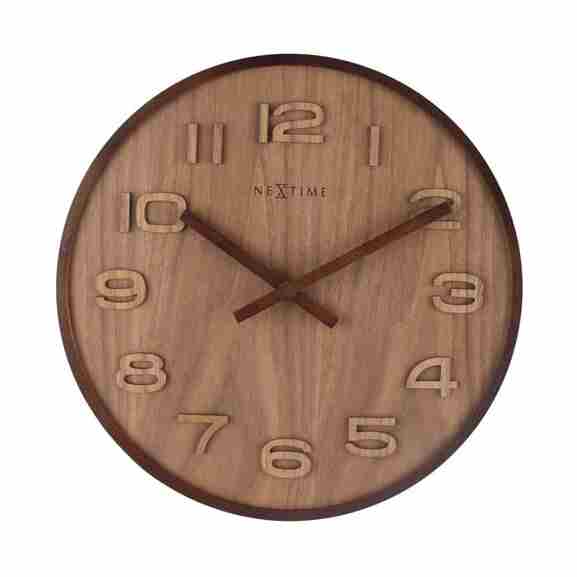 Nextime Wood Wood Medium wandklok bruin met uniek houtpatroon