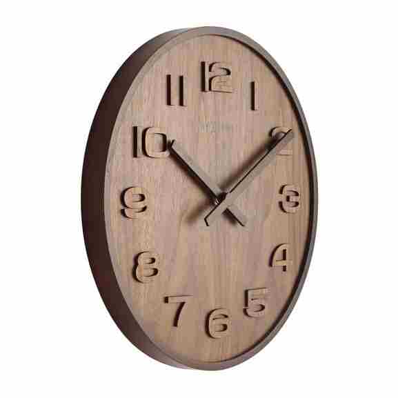 Nextime Wood Wood Medium wandklok bruin met stijlvolle houten details