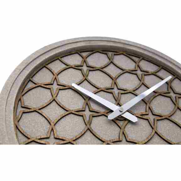 Nextime Ne-3212Br wandklok met een unieke hout-polyresin combinatie in grijs