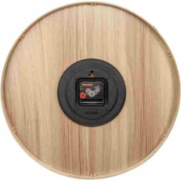 Tropische vogels en kleurrijke wijzers op een bruine houten klok