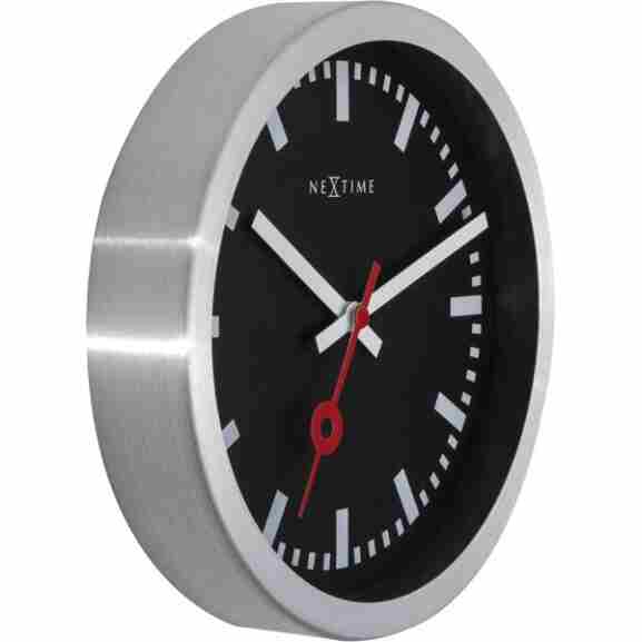 Nextime Station Klok met geborsteld aluminium behuizing