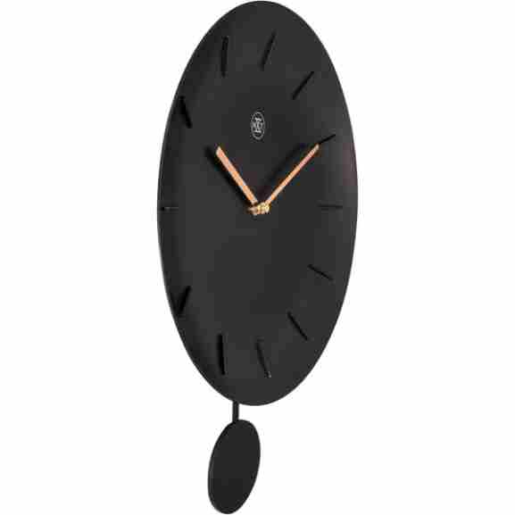 Zwarte Nextime Nx-7339Zw Bowl wandklok met gouden wijzers en verhoogde uuraanduiding