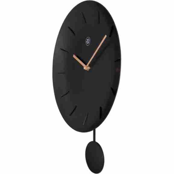 Zwarte Nextime Nx-7339Zw Bowl wandklok met slingerende pendulum