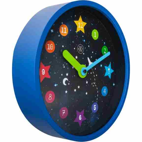 Nextime Nx-7356 Apollo Wandklok met witte wijzerplaat en zwarte omlijsting