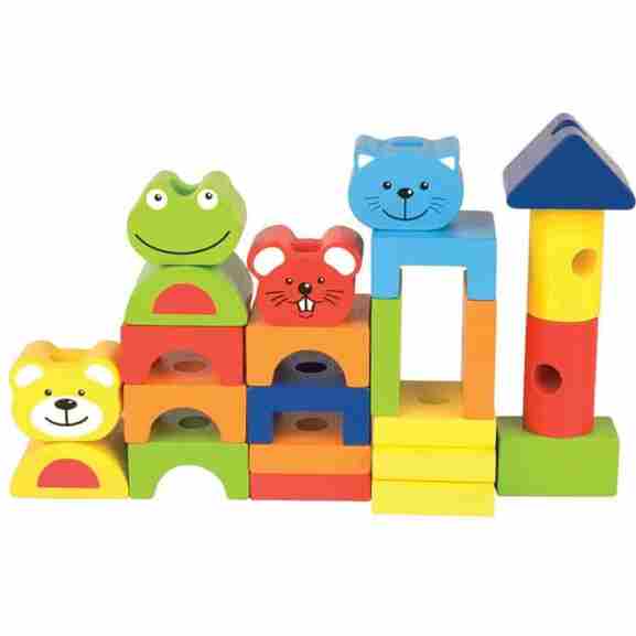 Creatieve speelset met de Pintoy 4 Friends blokken trein in diverse kleuren