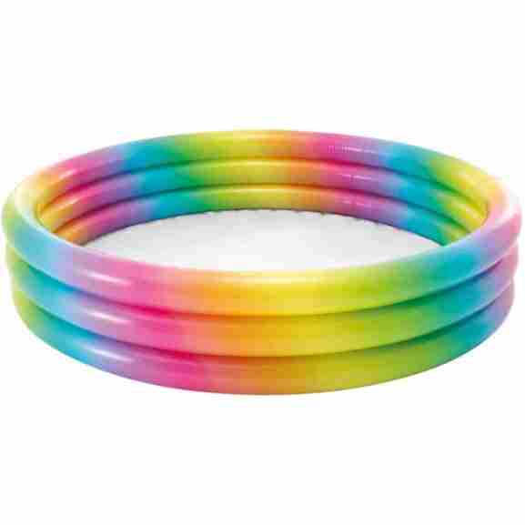 Zijaanzicht van Intex Regenboog Zwembad in veelkleurig met reparatieset