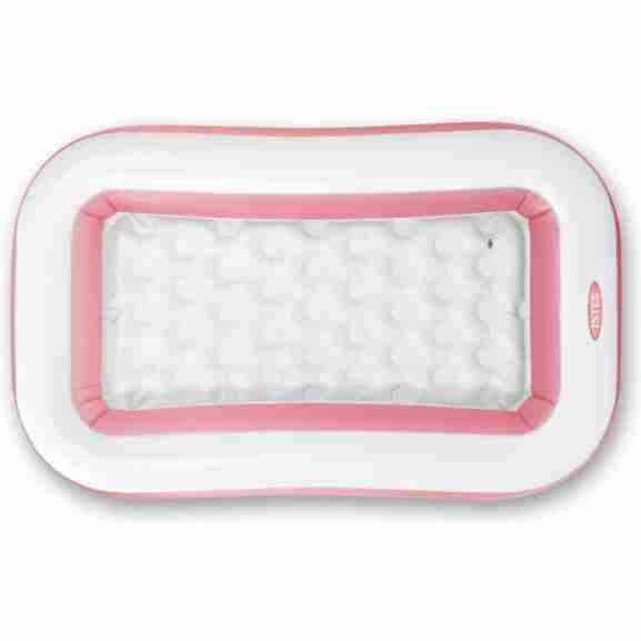 Zijaanzicht van Intex 58423NP zwembad in roze/wit, geschikt voor kinderen