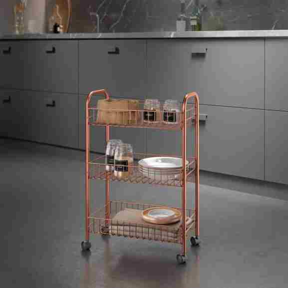 Zijaanzicht Metaltex Lugano Koper Trolley met roestbestendig ontwerp