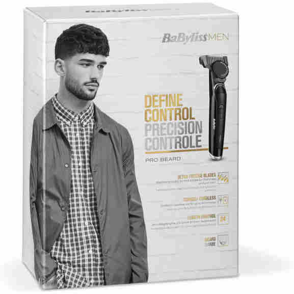 Babyliss T881E Define Control Pro Beard Trimmer zwart/zilver voor gebruik met of zonder snoer