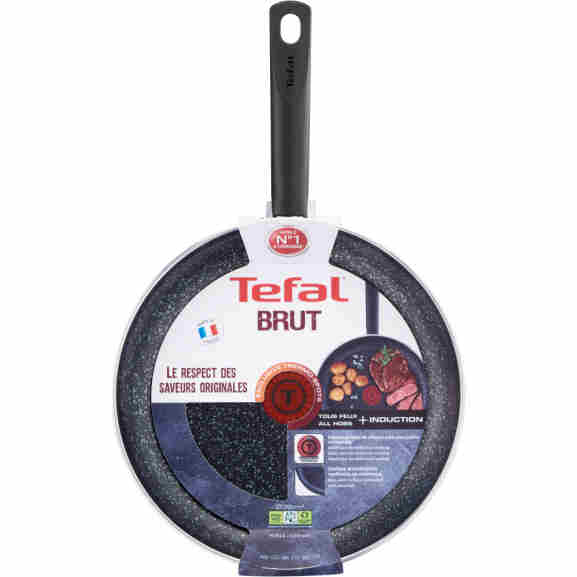 Tefal Brut Koekenpan Zwart 28cm Inductie Tefal zwart Brut koekenpan 28cm geschikt voor inductie