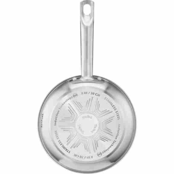 Tefal Virtuoso Koekenpan RVS met Anti-aanbaklaag Zwart-zilveren Tefal Virtuoso koekenpan 24 cm met geklonken RVS handvat, Titanium Pro anti-aanbaklaag en innovatieve