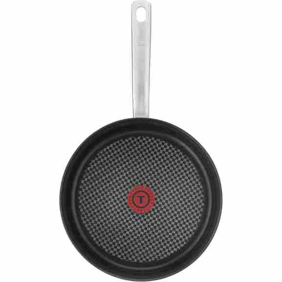 Tefal Virtuoso hapjespan 24 cm RVS met glazen deksel, Titanium Pro anti-aanbaklaag en geklonken handvat voor langdurig en