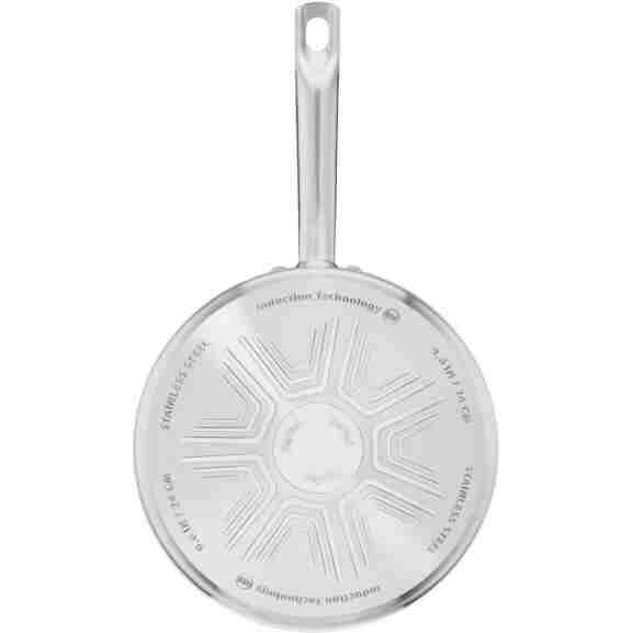 Tefal Virtuoso hapjespan 24 cm vervaardigd uit hoogwaardig roestvrij staal met extra dikke bodem voor gelijkmatige