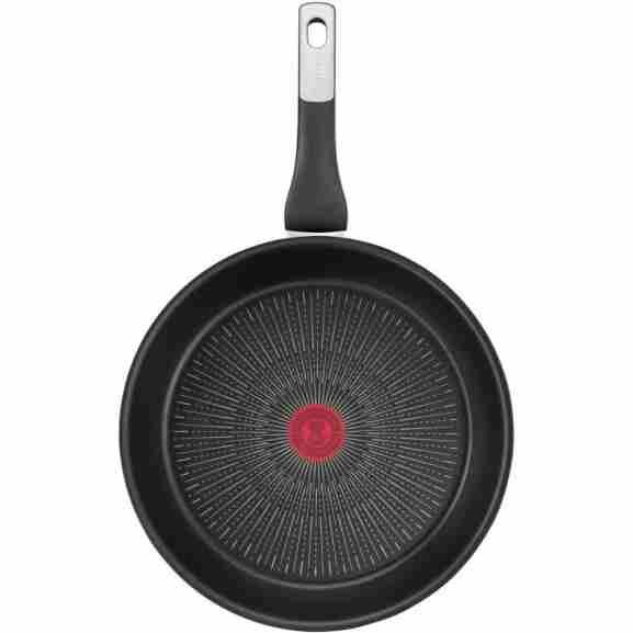 Zwarte Tefal Unlimited koekenpan 24 cm met ergonomisch handvat, geschikt voor alle warmtebronnen inclusief inductie,