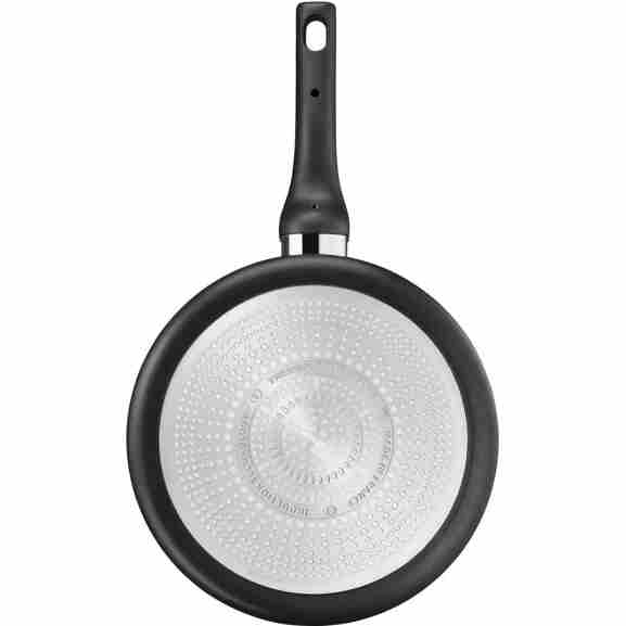 Tefal Unlimited Hapjespan 24 cm bovenaanzicht met Thermo-Signal indicator in het midden, krasbestendige Titanium coating zorgt