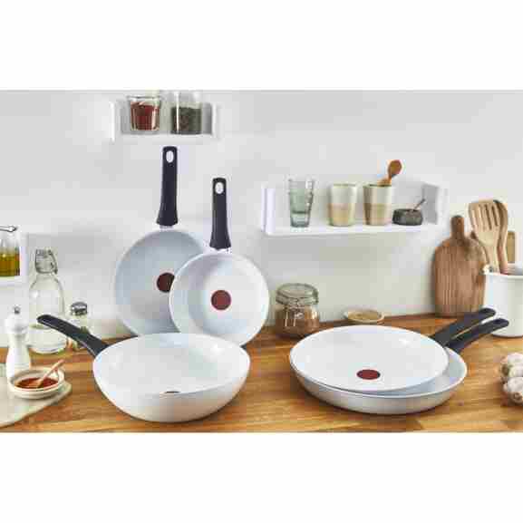 Tefal Wok Keramisch Wit Tefal Ceramic Control wok met keramische anti-aanbaklaag en vaatwasserbestendig in wit
