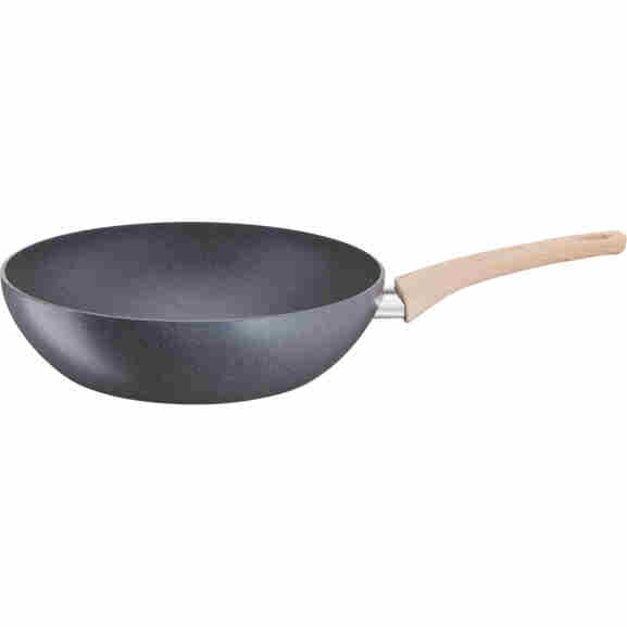 Grijze Tefal Natural Force Wokpan, geschikt voor alle kookplaten