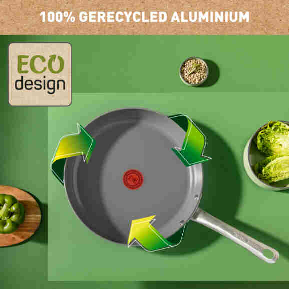 Tefal Renew+ grijs koekenpan gemakkelijk schoon te maken