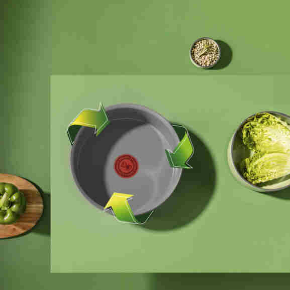 Tefal Ingenio Renew grijze koekenpan met keramische coating, vetarm koken mogelijk
