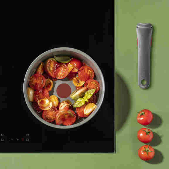 Tefal Ingenio Renew grijze koekenpan, eco-vriendelijk met keramische anti-aanbaklaag