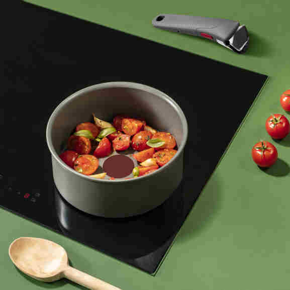 Tefal Ingenio Renew grijze koekenpan met afneembare handgreep en Thermo-Signal
