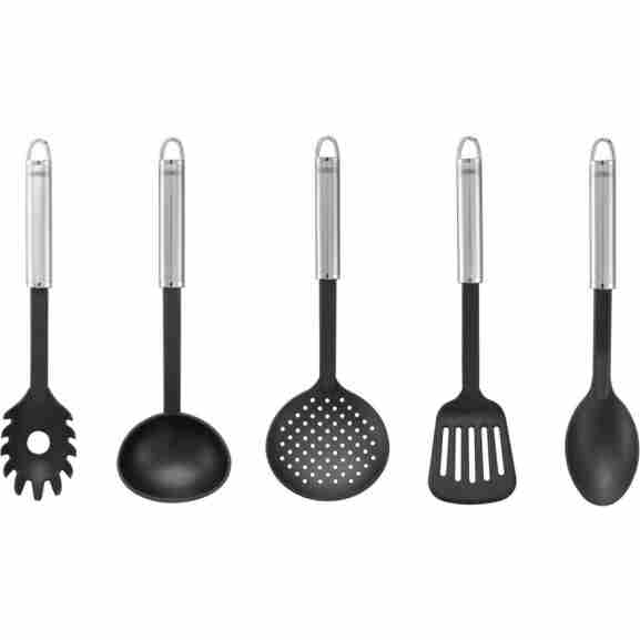 Leifheit 24060 Spaghettilepel Sterling Nylon met ovale rvs/zwarte handgreep en ophangoog