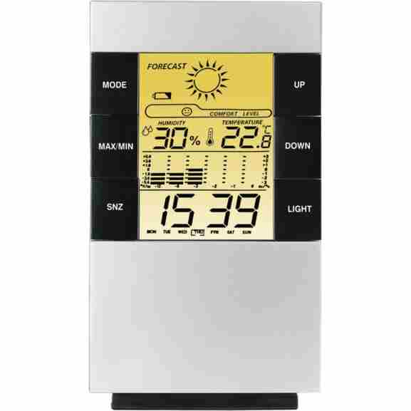 Hama wit/zwart LCD Thermo-/Hygrometer TH-200 met weersvoorspelling