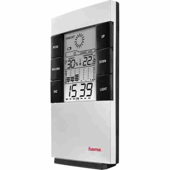 Hama wit/zwart LCD Thermo-/Hygrometer TH-200 met tijd en kalender