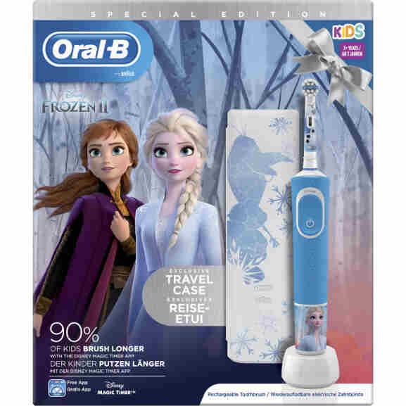 Oral-B Kids Disney Frozen 2 elektrische tandenborstel met geïntegreerde timer in blauw en wit