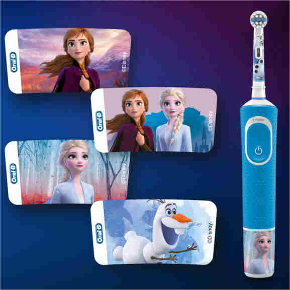 Oral-B Kids Disney Frozen 2 elektrische tandenborstel met kindvriendelijke modus in blauw en wit