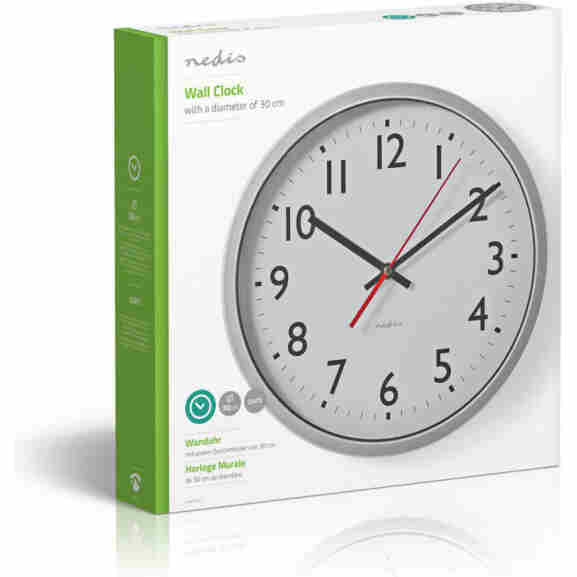 Nedis Clwa110Wt wandklok met quartz technologie en witte wijzerplaat