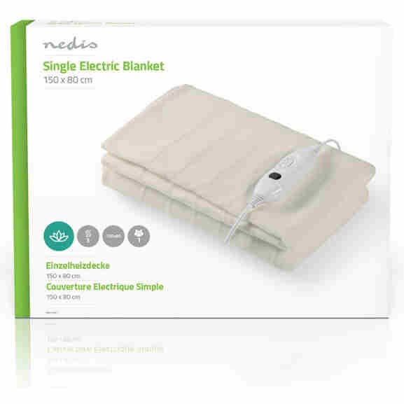 Witte Nedis Pebl110Cwt1 elektrische deken voor 1 persoon met LED indicatorlampje