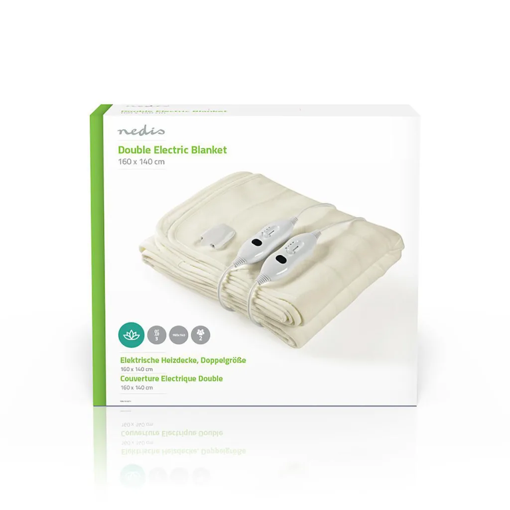 Nedis Pebl110Cwt2 elektrische deken met afneembare regelaar in wit