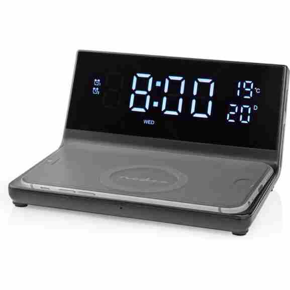 Nedis zwarte wekker met zendfrequentie van 1106-1362 MHz