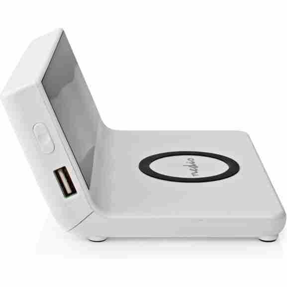 Nedis Wcacq20Wt 3-in-1-wekker met witte led-klok en veiligheidsfuncties