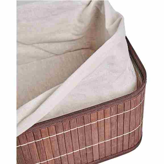 Homestyle Pro bamboe opbergmand bruin/wit, binnenkant wit polyester